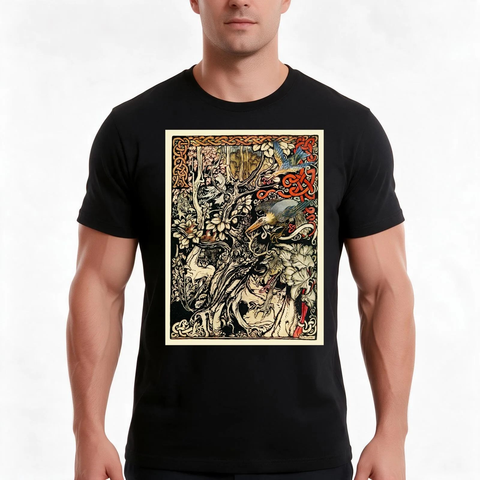Arthur Rackham: Irish Fairy Tales 1920 - Monstrous Creates T-Shirt Summer Casual Cotton Tee Oversized Streetwear Tops