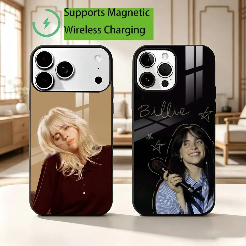 R-Rapper B-Billie E-Eilish Phone Case For iPhone17,16,15,14,13,12,11 Plus,Pro Magnetic with Magsafe Wireless Charging Gift