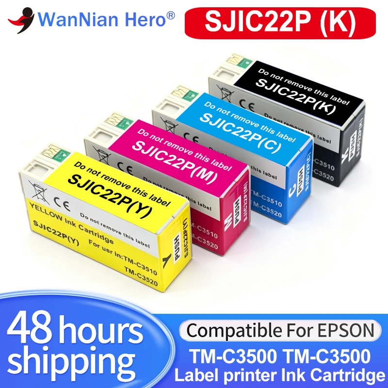 1set - 5set SJIC22P Pigment ink Cartridge Compatible For Epson TM-C3500 C3500 Label printer Ink cartridges C33S020577 SJIC22P(K)