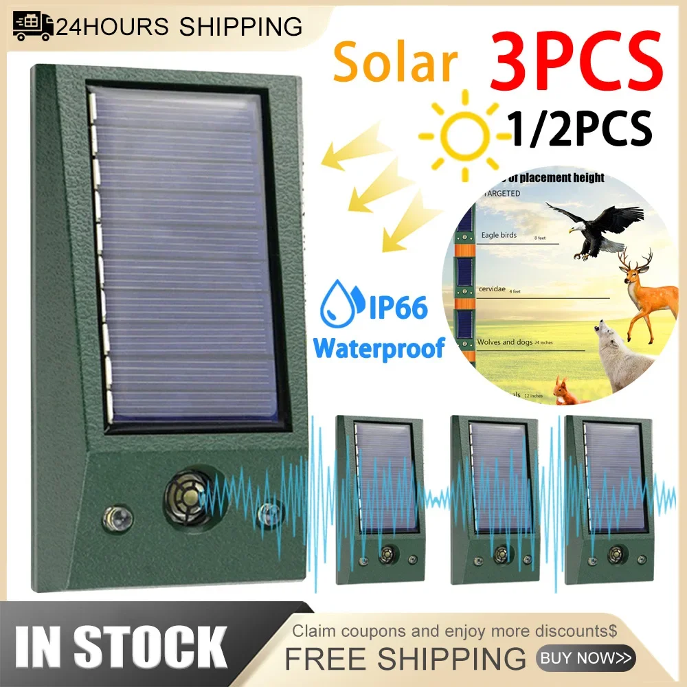 Repelente de aves electrónico ultrasónico con energía Solar, disuasorio de palomas resistente al agua IP66, LED fuerte intermitente, plagas para Control de patio