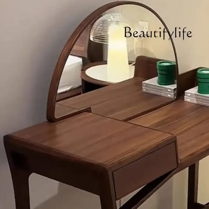 AA X 심플 서랍 화장대 북유럽 스타일 브라운 원목 모던 메이크업 화장대 침실 유럽풍 화장대 가구