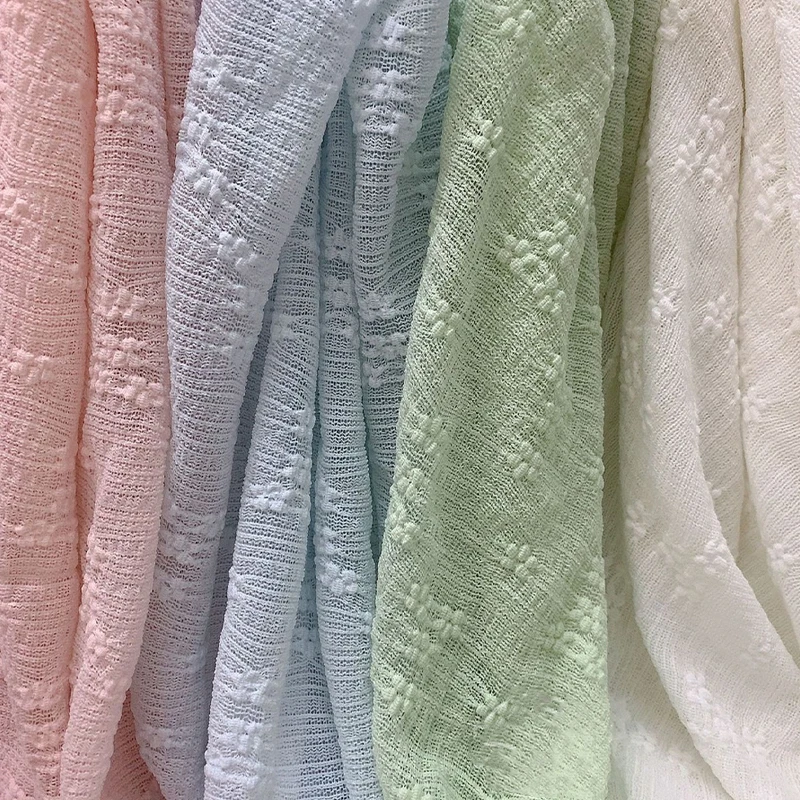 1yard Stretch 3D Knitted Lace Fabric Bubble Floral Hollow out Design Cardigan Overlay Dress DIY Sewing Material Soft Fabric