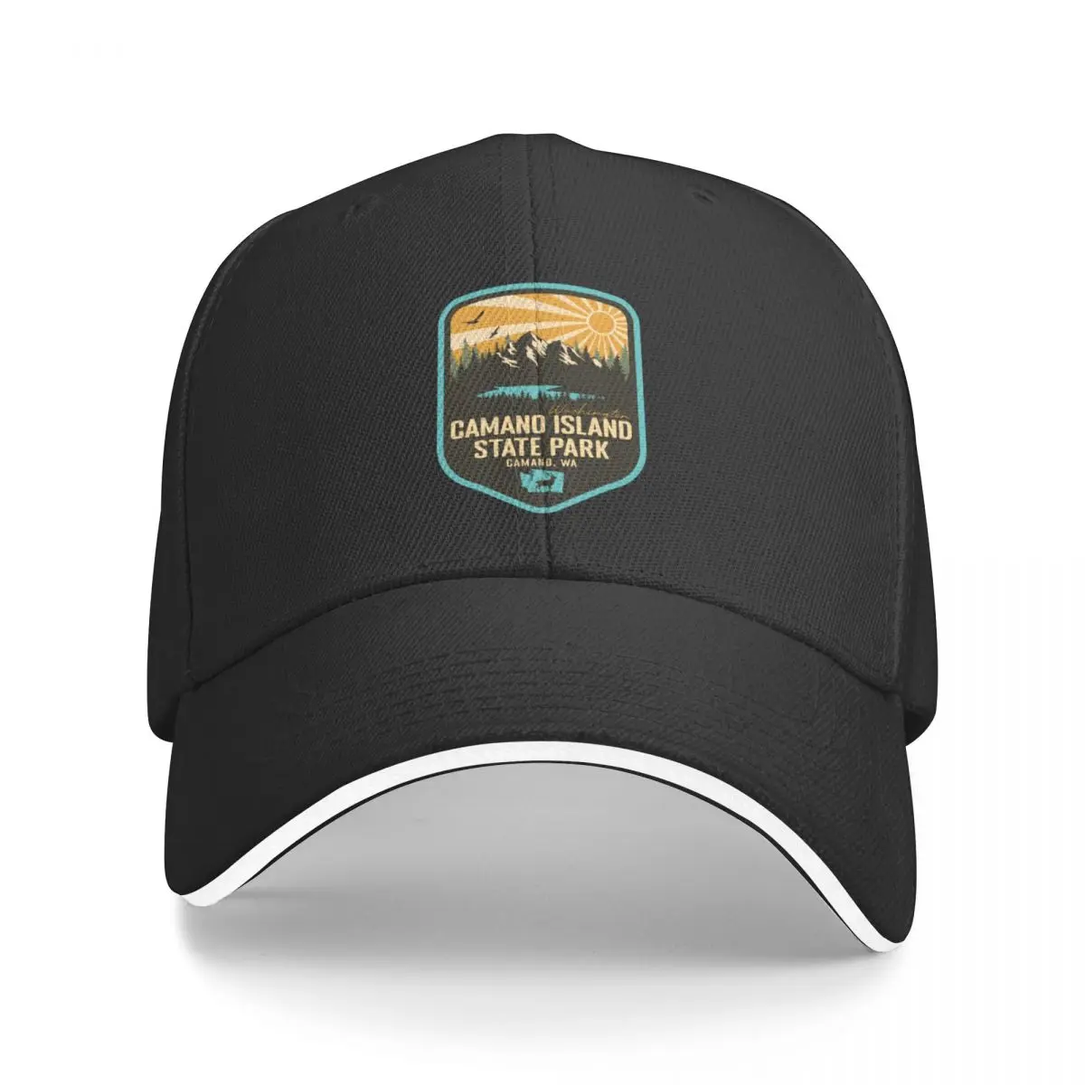 Camano Island State Park Washington - WA Retro Badge Forest and Wilderness Baseball Cap Bobble Hat Designer Man Women's