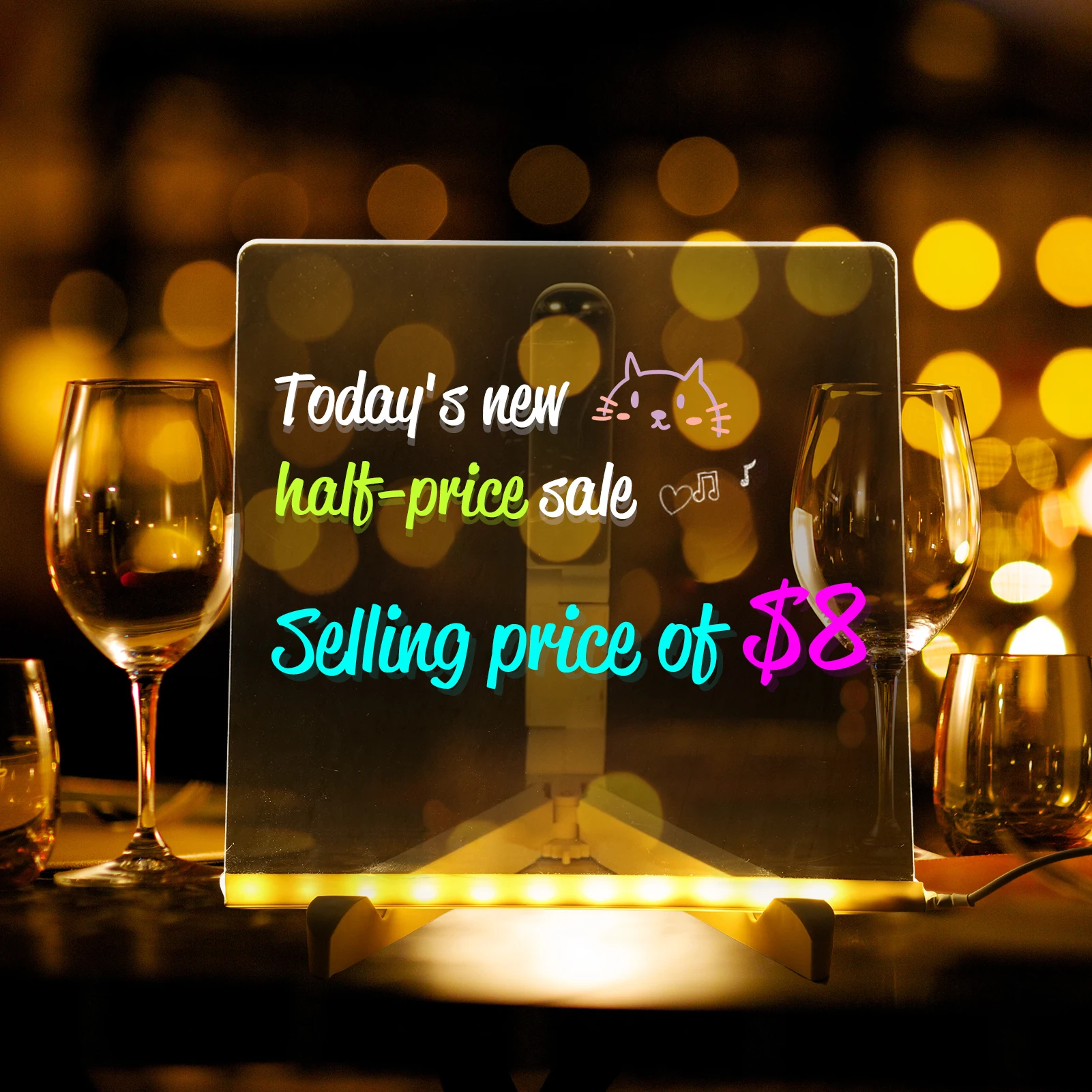 

ГОРЯЧАЯ акриловая доска для сухого стирания со световой доской для письма для настольного компьютера, доска для заметок, блокнот, многоразовые светодиодные доски для массажа с буквами