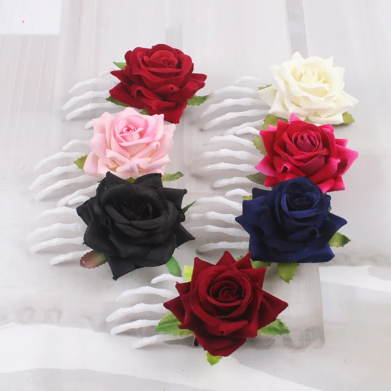 12pcs Simulation Rose Flower Hairpin Horror Skull Hand Bone Hair Clips Children Adult Anime Cosplay Costume  Halloween Christmas