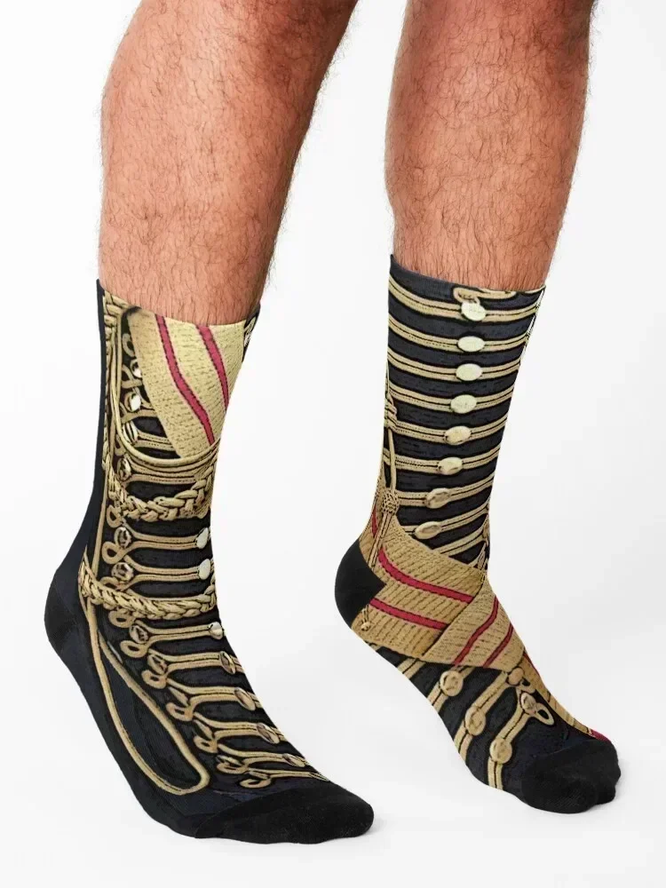 Simulated uniform; blue Hussar jacket with gold trim. Socks happy New year's funny gift kids Socks Male Women's