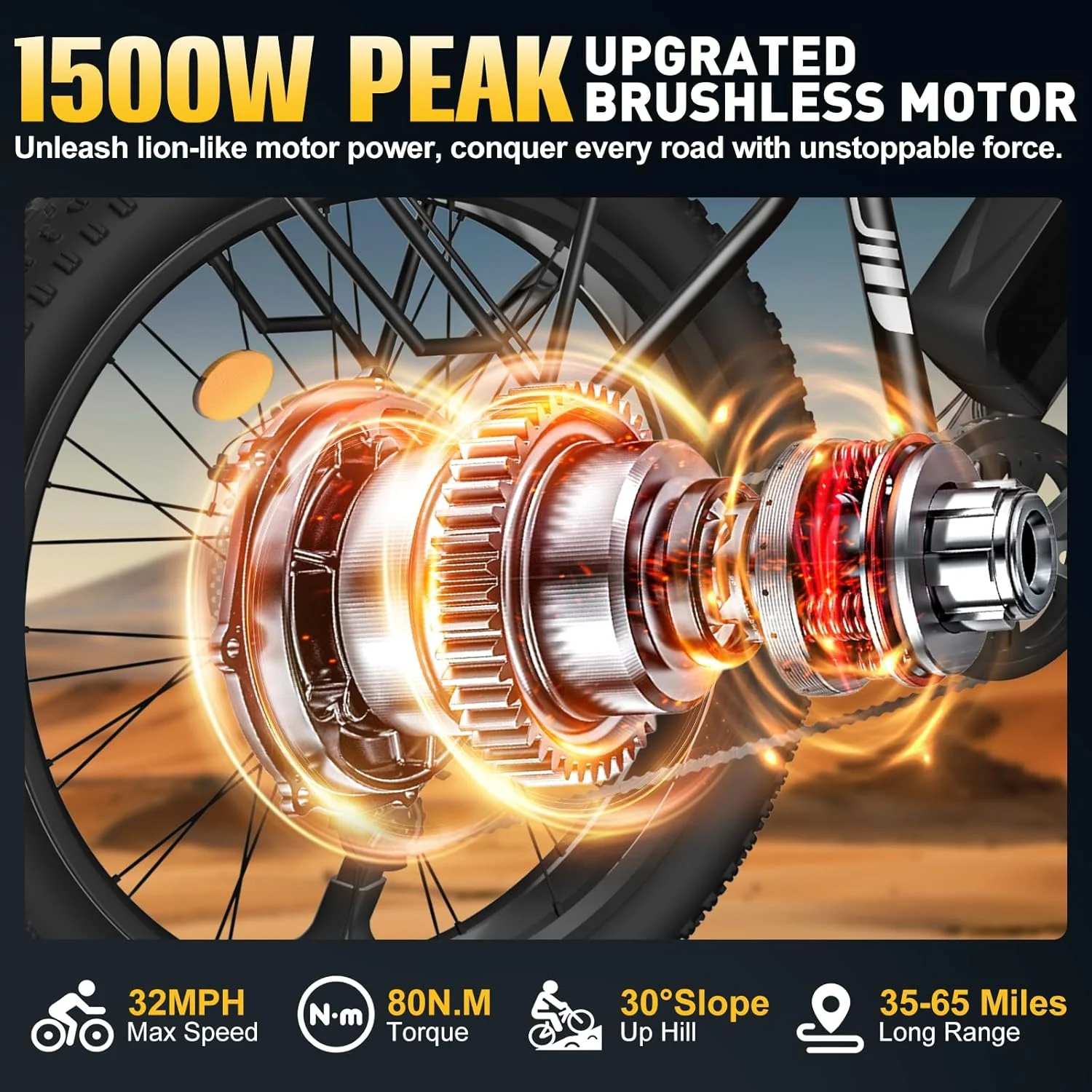 OBX 26'' Fat Tire Electric Bike for Adults 48V 15Ah Battery 1000W Motor (Peak 1500W) 25-30MPH Fast Mountain Ebike for Snow & Beach