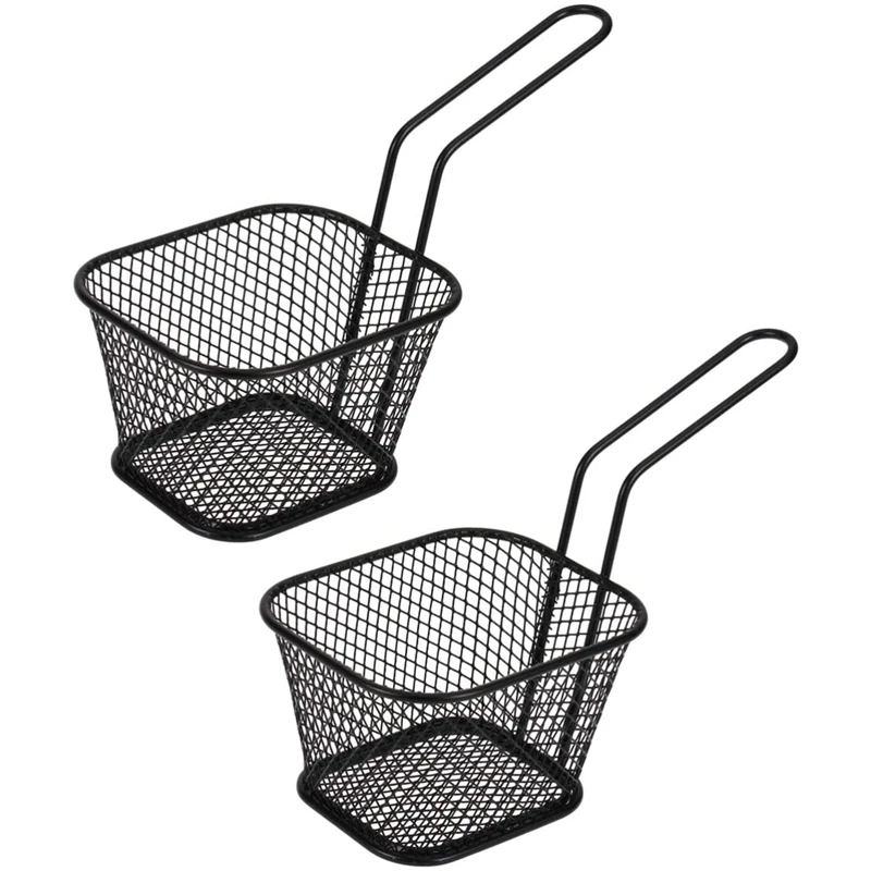 Mini Square Fry Baskets Stainless Steel French Fries Mesh Fryer Serving Basket Holder Metal Frying Strainer