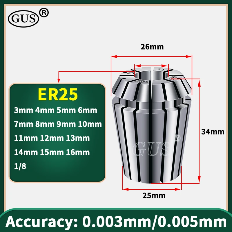 High precision ER11 ER16 ER20 ER25 ER32 ER Spring Collet Chuck 0.003mm 0.005mm CNC Engraving Machine Milling Tool Holder Lathe