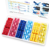 120PCS Quick Splice Wire Terminals T-Tap Self-stripping with Nylon Fully Insulated Male Disconnects Kit for Wiring Automotive