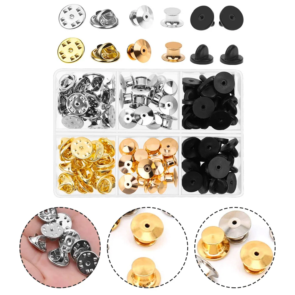 

84Pcs Metal Pin Backs Flat Round Lapel Pin Backs Easy Install Clutch for Badges Tie Tack Brooch Jewelry Making DIY Crafts