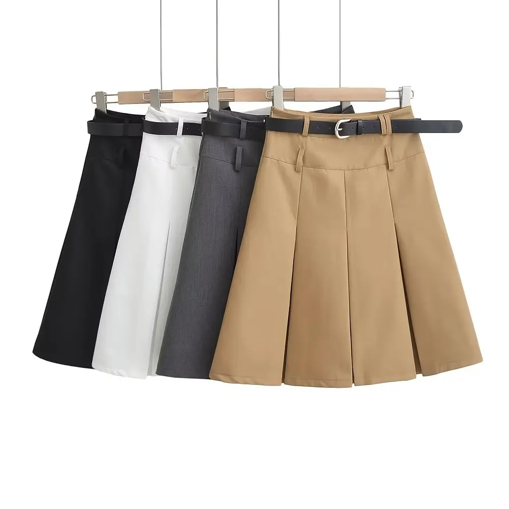 

High-Waisted Slimming Mini Dress Women's Khaki Skirt Half-Length Summer Skirt Ruffles Casual Fashion Skirt