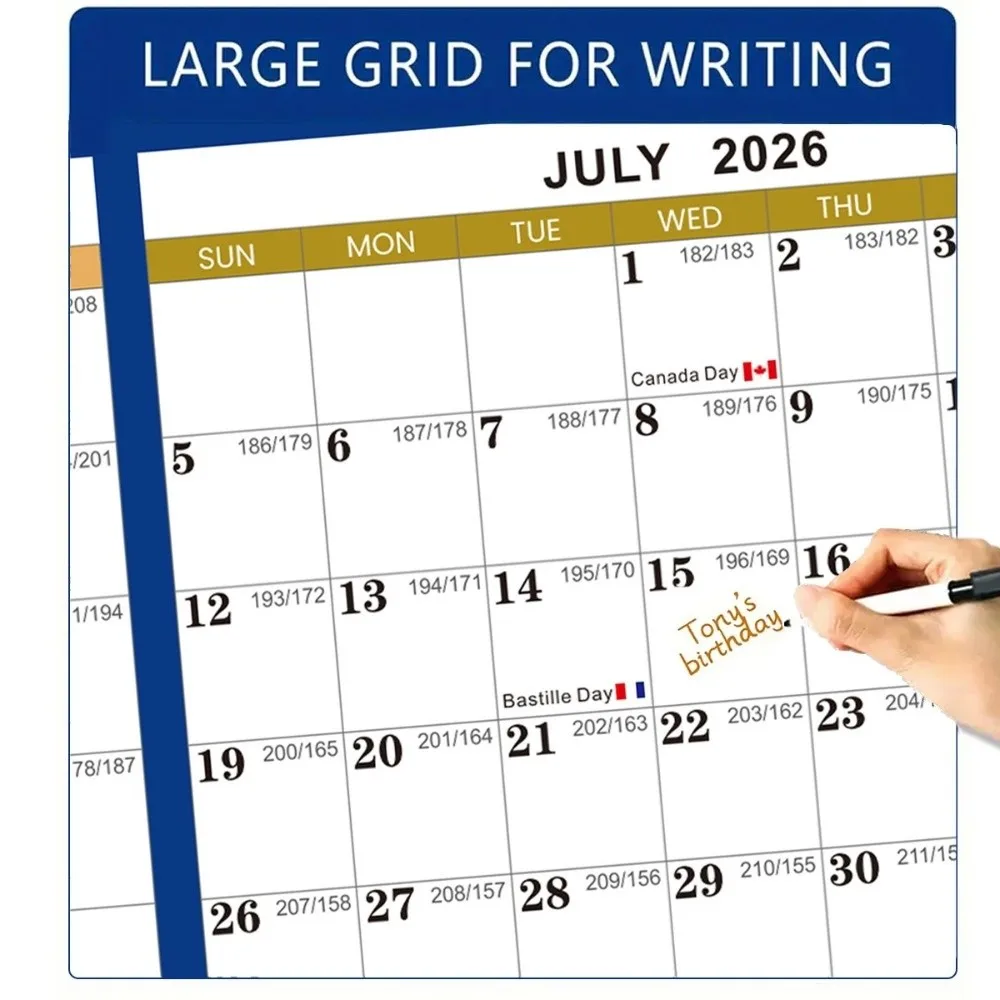 

Многоразовый двусторонний настенный календарь 35x23 дюйма с наклейками и ручками, стираемый календарь, подвесной ламинированный настенный планировщик для офисного использования