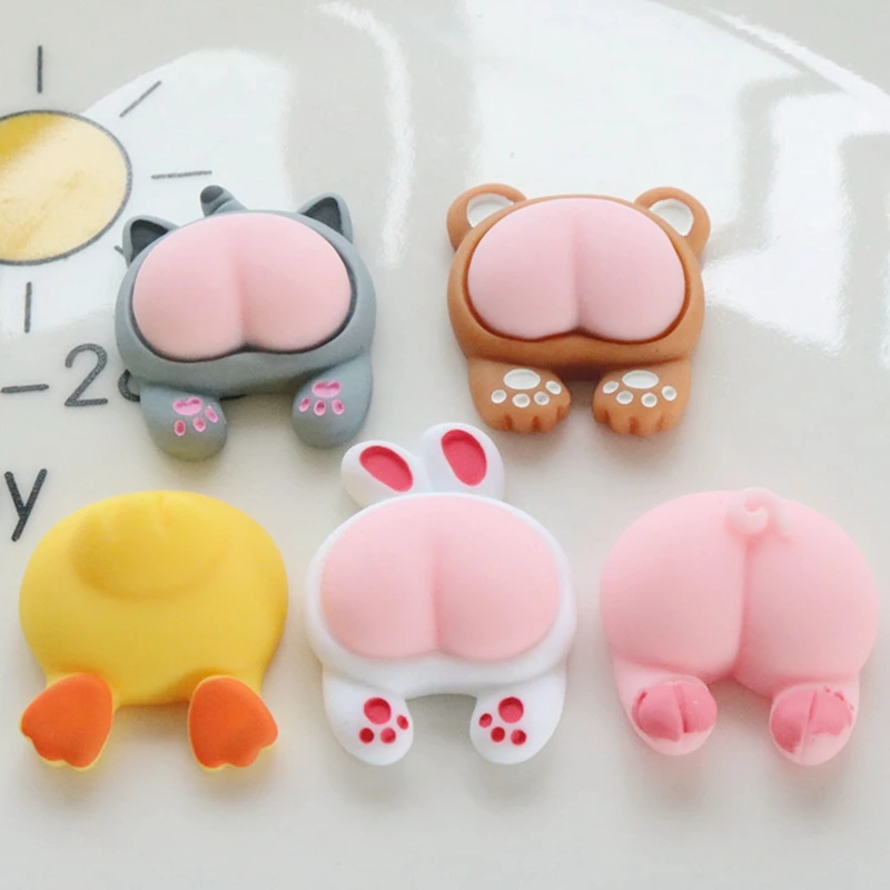 10 Pcs New Cute Cartoon Animal Funny Big Butt Flat Back Resin  Scrapbooking DIY Jewelry  Craft Decoration Accessorie