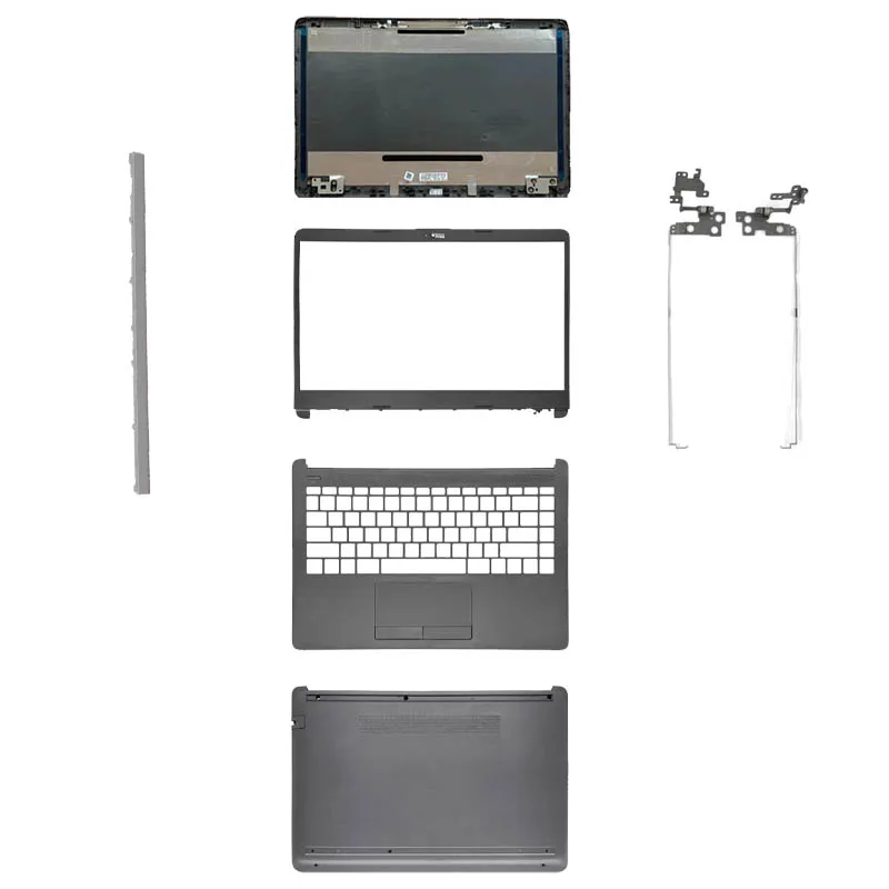Tampa Traseira Cinza LCD e Moldura Frontal para HP 240 245 G8 14-CF 14-DF 14-DK 14-DP 14S-CR 14S-CF, Dobradiças, Palmrest e Base Inferior