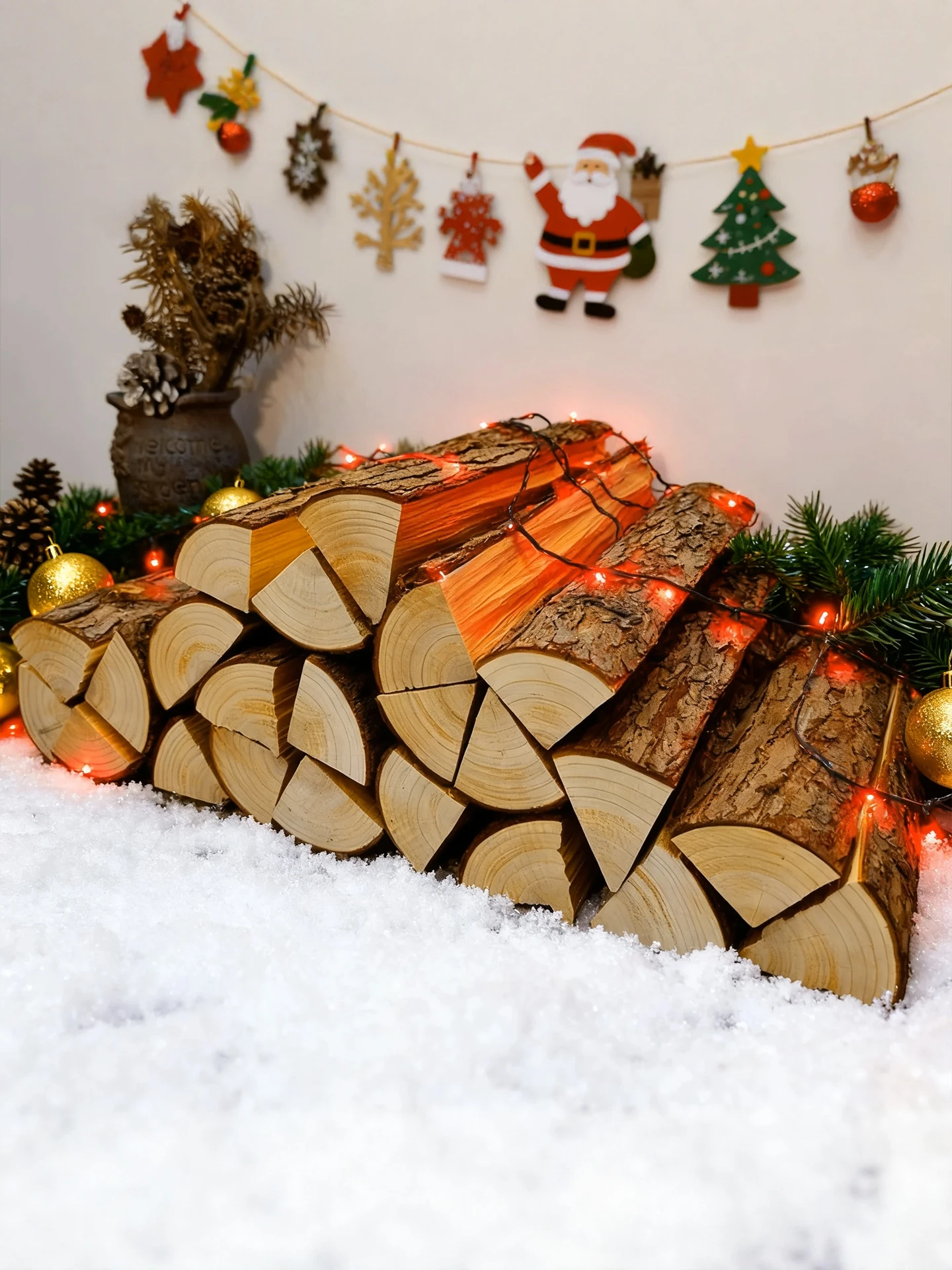 

Natural Log Firewood Decorative Display Piece Living Room Window Display Landscape Prop Vintage Style Wood Pile Atmosphere Se...