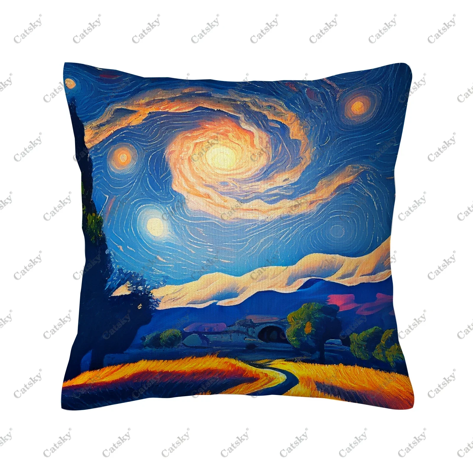 Van Gogh Painting Pillow cover decoration sofa home 45x45cm gift holiday double-sided short plush cushion covers back pillows