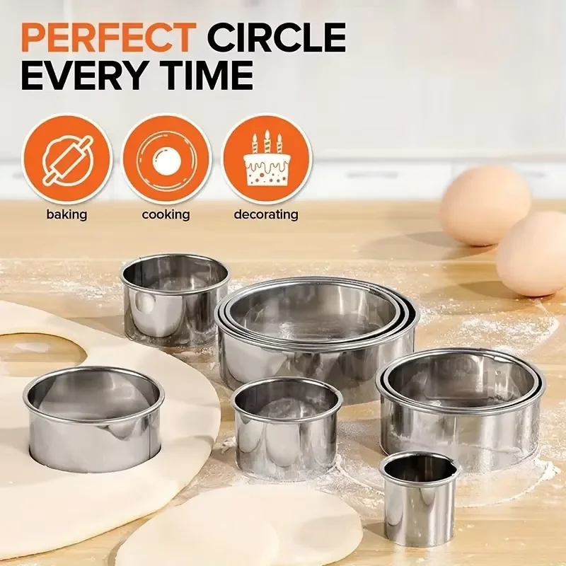 11Pc Stainless Steel Round Mousse Ring Set Multi Size Tall Circle Cookie Cutter Pastry Layer Cake Mold Baking Tools For Beginner