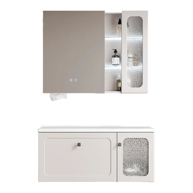 

French cream style bathroom cabinet solid wood paint bathroom cabinet combination