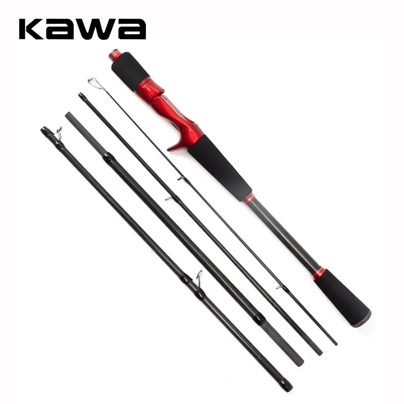 Kawa-caña de carbono de pesca, accesorio de 5 secciones, medio duro, acción rápida, 1,8 m de longitud retráctil, 44cm, 124g, con caja portátil, anillo coreano, mango EVA