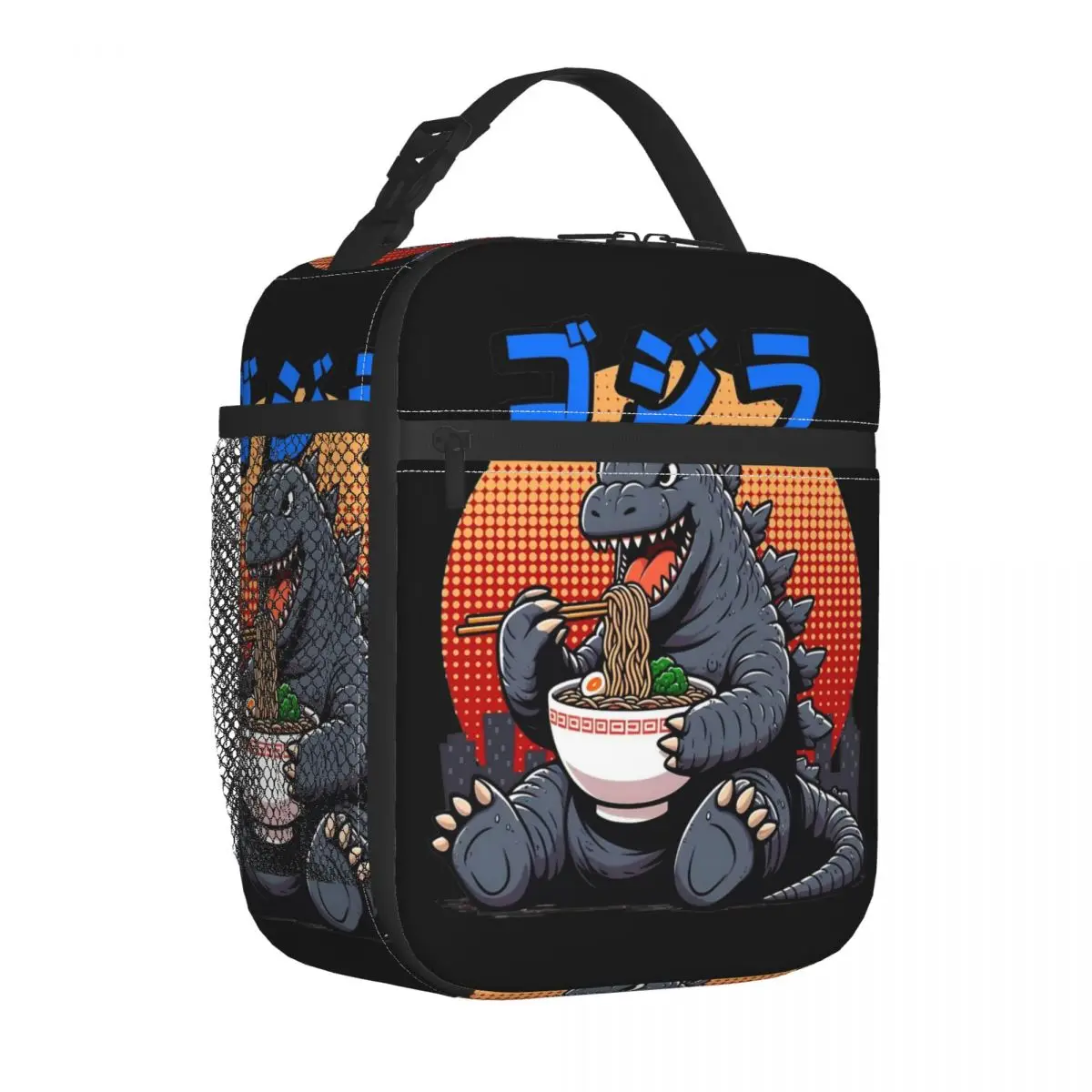 Godzillaed Eating Ramen Insulated Lunch Bag Cooler Lunch Container Large Tote Lunch Box Food Handbags School Travel