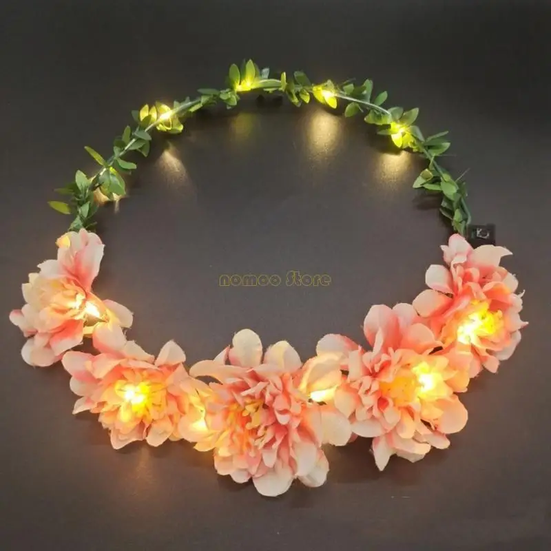 31BF Bloemhoofdband met verlichting Huishoudelijke decoratieve ambachten Accessoirebenodigdheden voor volwassenen Vrouwen