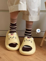여성용 귀여운 고양이 슬리퍼, EVA 두꺼운 밑창 홈 슬리퍼, 메쉬 적외선 착용, 냄새 방지, 시원한 여름 슬리퍼