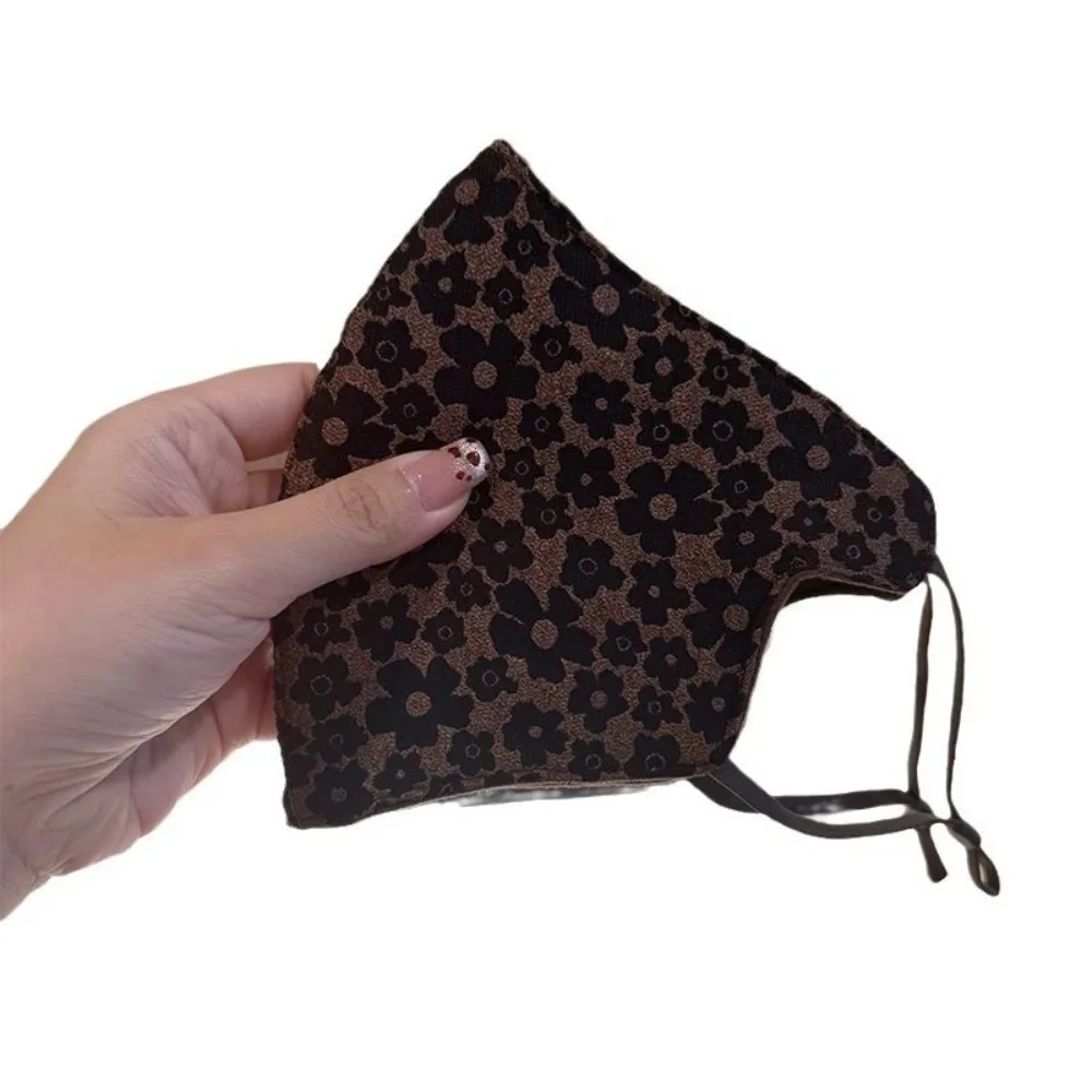 Moda à prova de vento máscaras faciais quentes respiráveis mulheres máscara impressão à prova de frio boca capa inverno