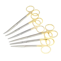 Ophthalmic stainless steel gold handle surgical scissors cosmetic plastic surgery instrument double eyelid tool 12.5/14.16cm