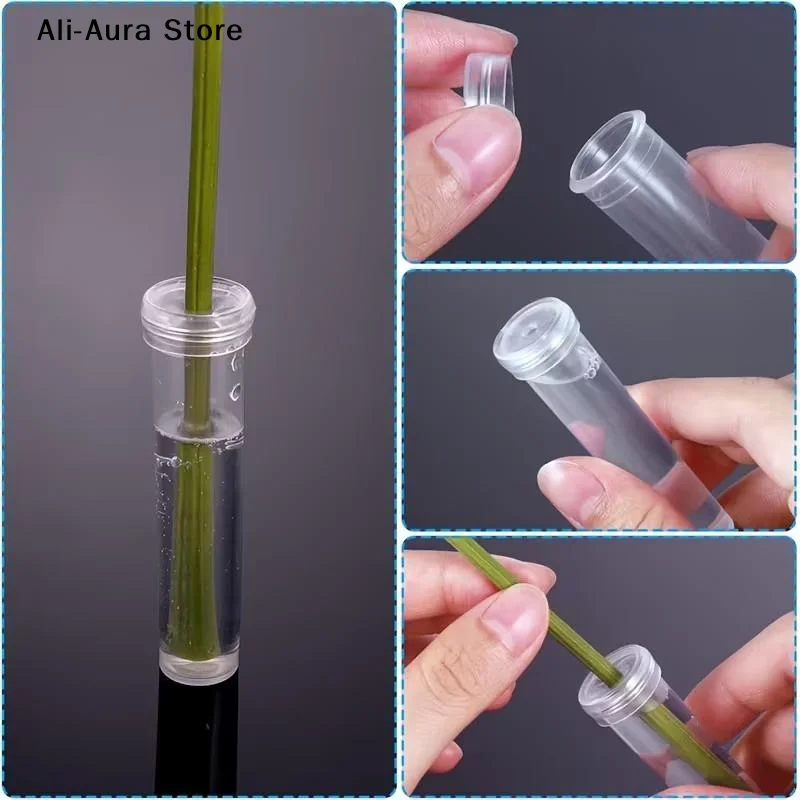 20Pcs Plastic Flower Water Tubes With Silicone Caps, Reusable Transparent Floral Vials For Flower And Plant Preservation
