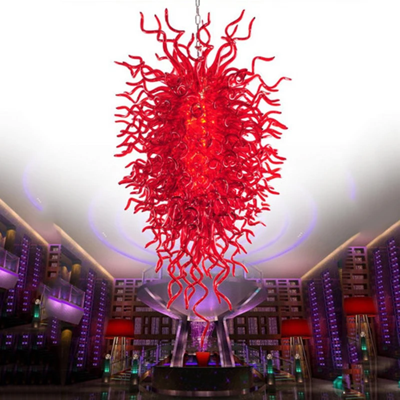 

Luxury Big Light LED Pendant Lamp Chihuly Large Red LED 100% Handmade Blown Glass Chandelier for home Restaurant Decoration