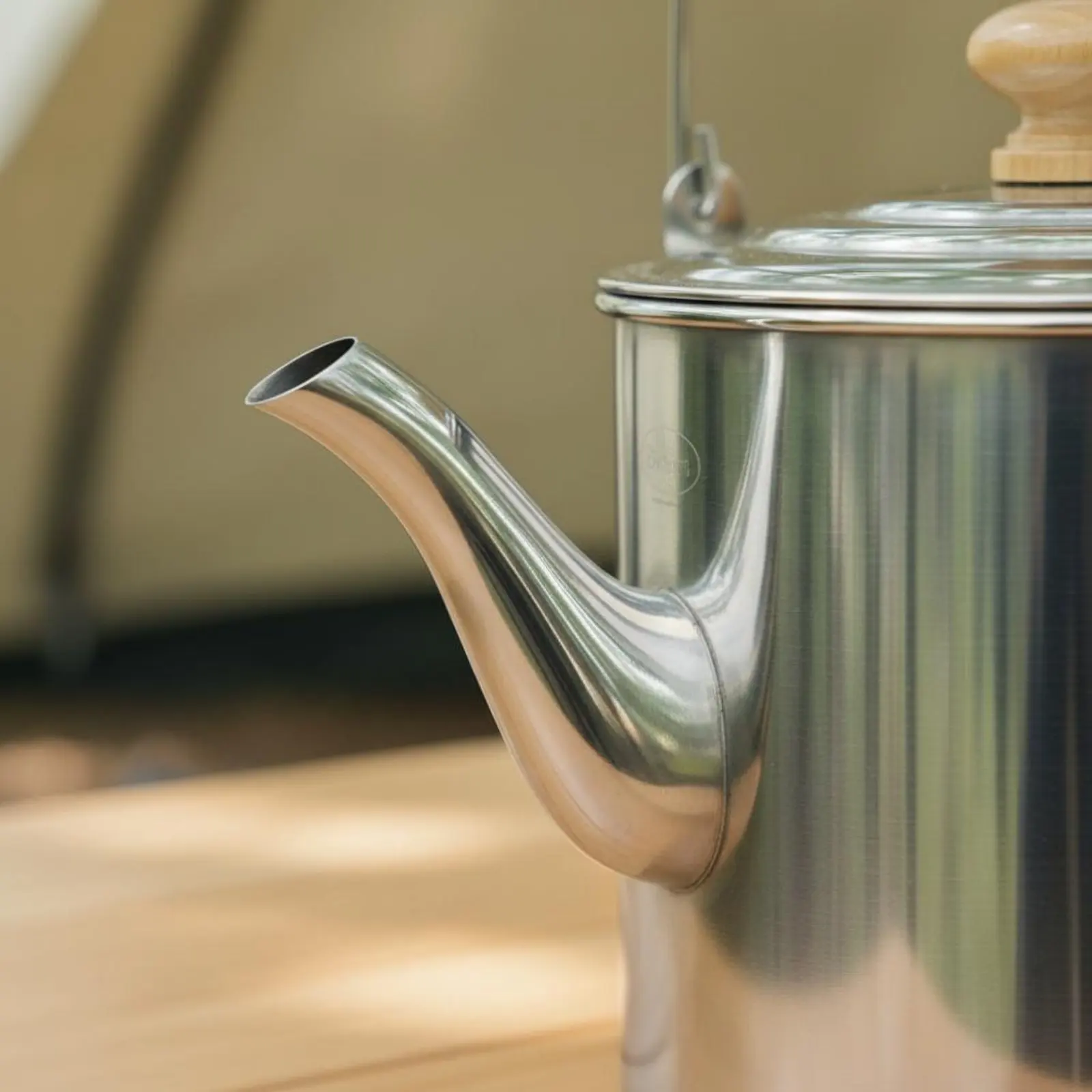 Stainless Steel Campfire Kettle Long-Lasting Portable Outdoor Tea Pot Camping Water Boiling Pot Wooden Knob Lid for Campers