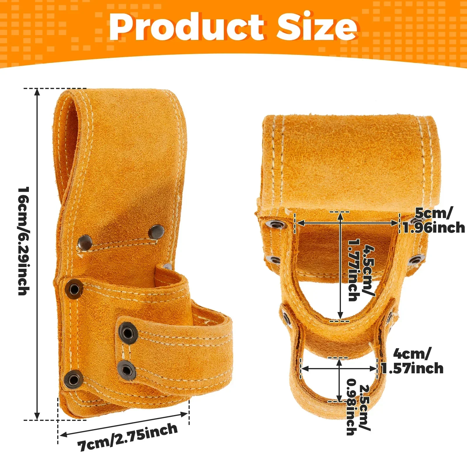Wrench Storage Bags Hammer Double Holes Hammer Belt Holder Leather Pocket Tool Bags for Belt Cowhide Hammer Loop Hammer Holster