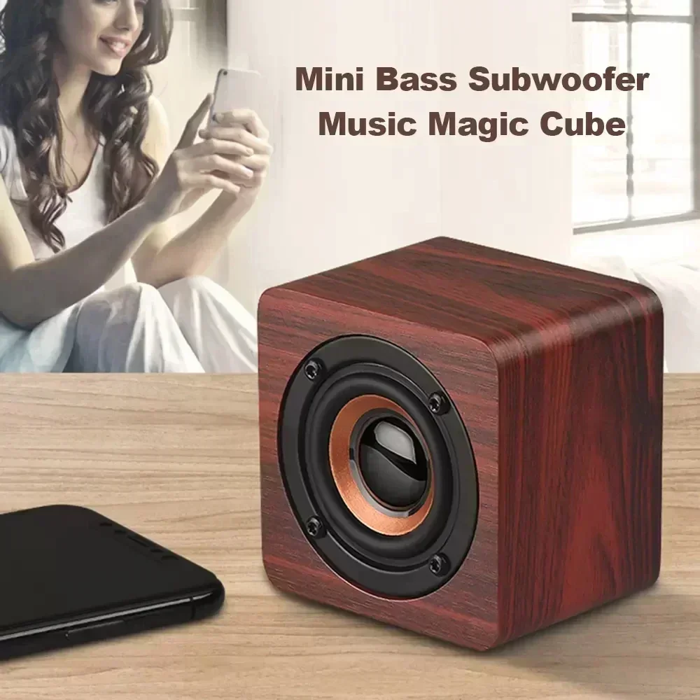 For Phone Laptop PC Retro Wooden Speaker Bluetooth Music Player Wireless Subwoofer Stereo Powerful Bass Theater Sound Box HIFI