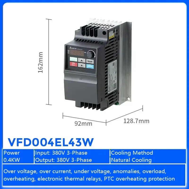 4KW 460V Three Phase AC Drive VFD040EL43W Inverter Sensorless Vector Control for Industrial Automation Compressor Motor