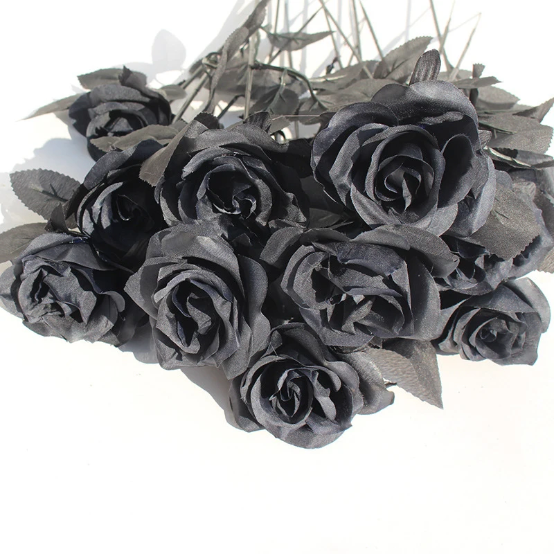 Artificial Rose Fake Flower Black Single Wedding Simulation Flower Interior Decoration Flower Multi-colored Artificial Flowers I