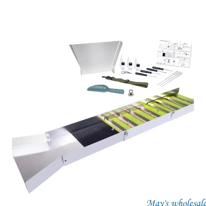 50Inch Foldable Aluminum Sluice Box Gold Panning Equipment Set with Accessories 448A