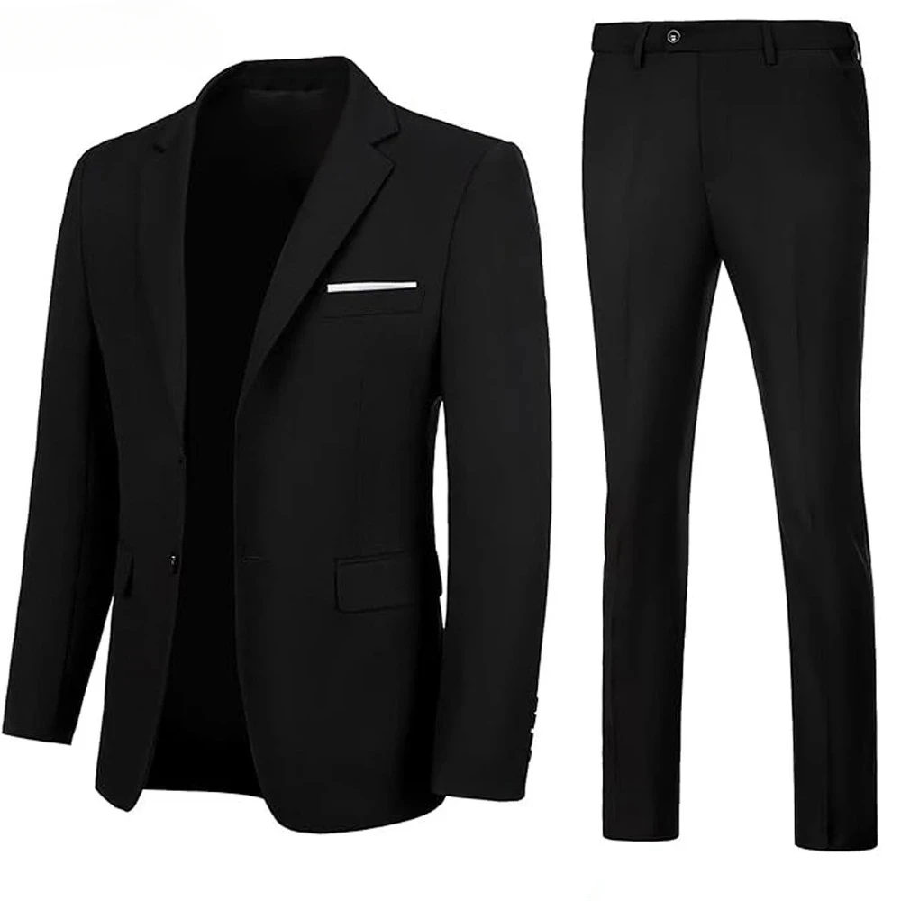 

Elegante Men Suits Set 2 Pieces One Button For Wedding Elegant Slim Fit Blazers Formal Outfit Fashion Classic Full