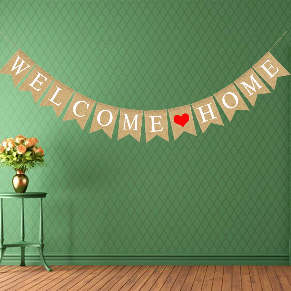 

Welcome Home Banner Burlap Linen 2.8M Strong Fray Resistant Party Decor Family Celebration Homecoming Garlands Wall Hanging