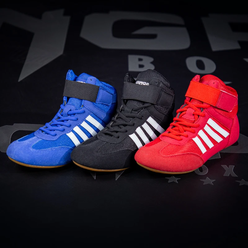 

5 Colors men，women，child boxing shoes Rubber outsole breathable Wrestling shoes Women wrestling costume shoes for wrestling