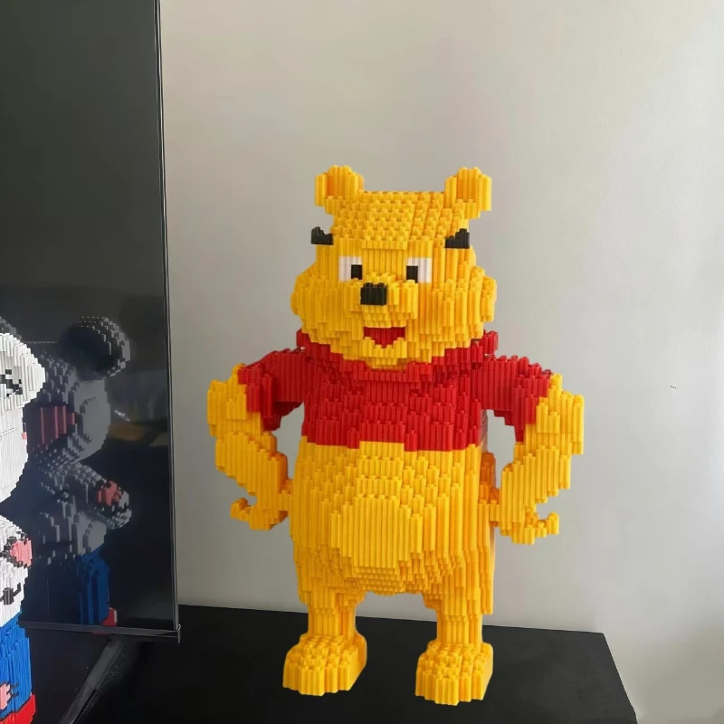 귀여운 위니 푸우 빌딩 블록 장난감 상호 연결된 입자 33cm 높이 모델 피규어 어린이를위한 완벽한 크리스마스 선물