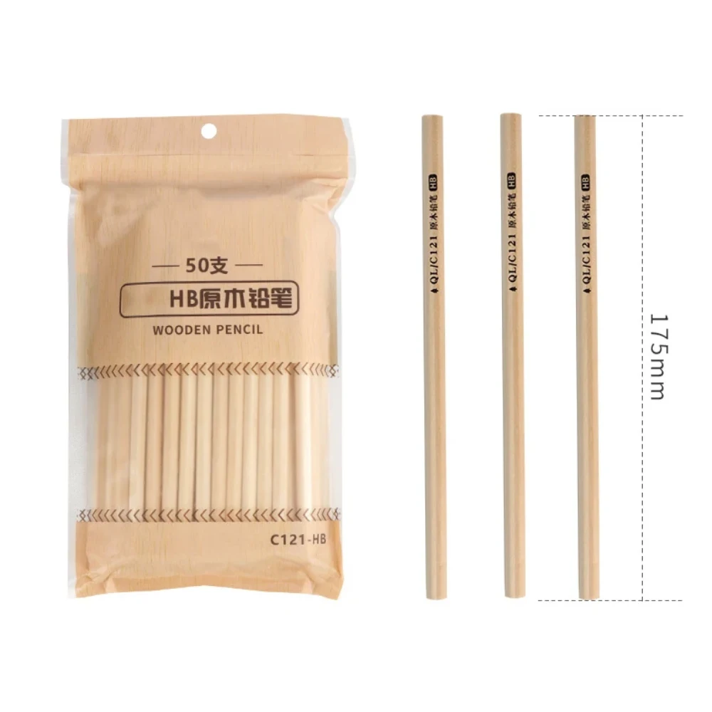 50-Piece Set of HB Wooden Pencils Eco-Friendly Natural Wood, Triangular Pen Barrel, Non-Toxic, Student Writing Drawing Pencils