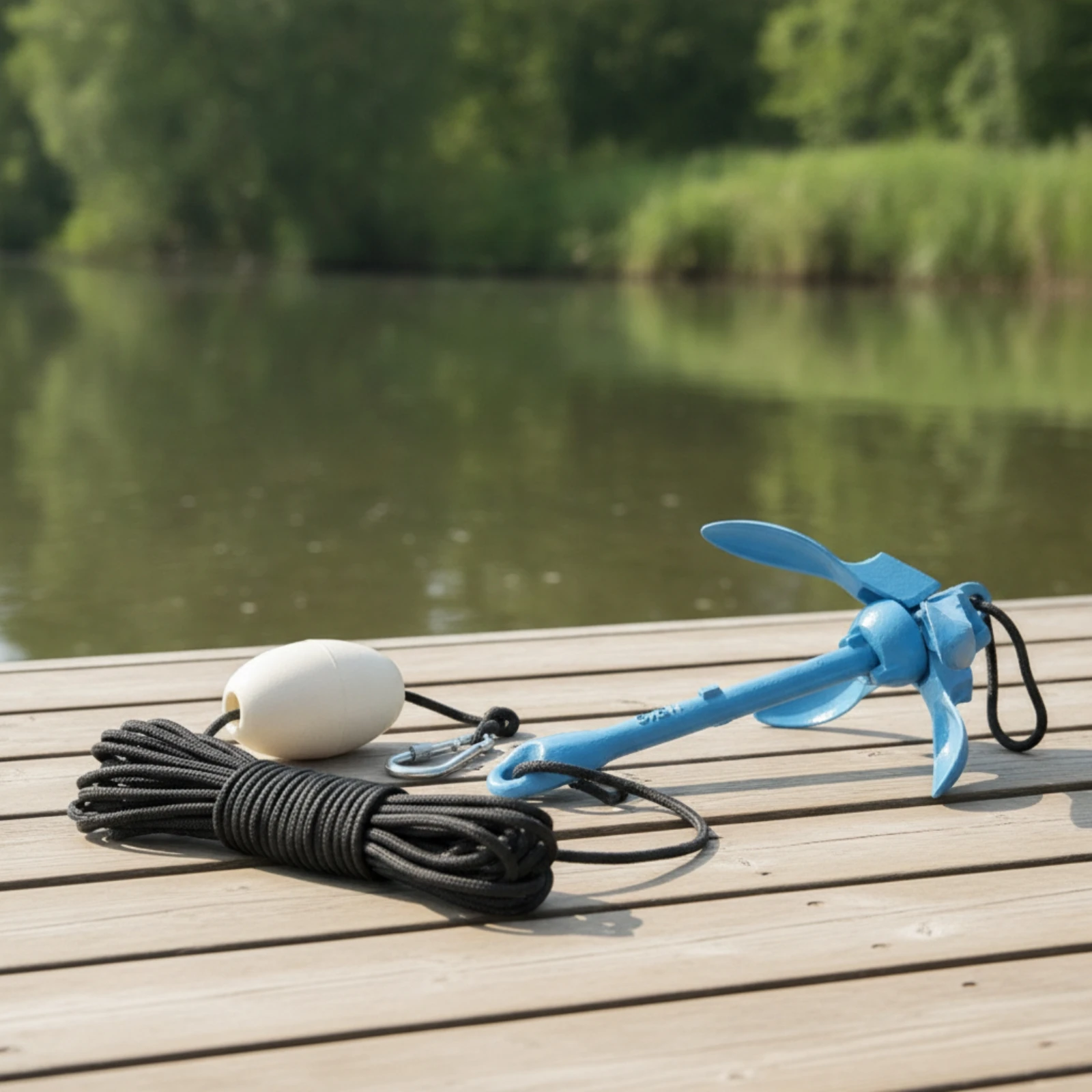 Folding Anchor Kit with Buoy and Rope Compact Portable Boat Anchor Kit with Storage Bag for Kayak Fishing view 4