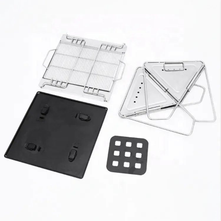 Parrilla de barbacoa de carbón plegable para exteriores, parrilla de carbón de acero inoxidable, ahumador, parrilla de barbacoa para acampar al aire libre