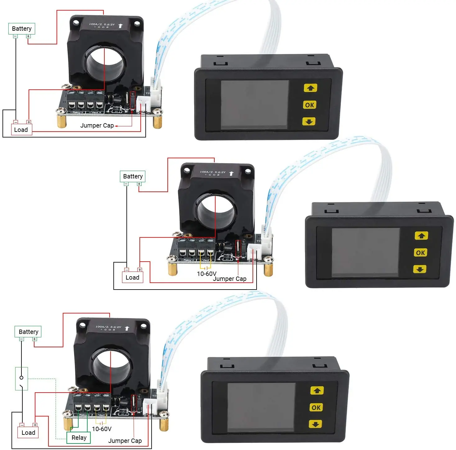 Imagem -06 - Coulomb Medidor com Lcd dc Tensão Bidirecional Multímetro Atual Capacidade de Energia Monitor de Bateria Carga e Descarga 0a 500a Hall