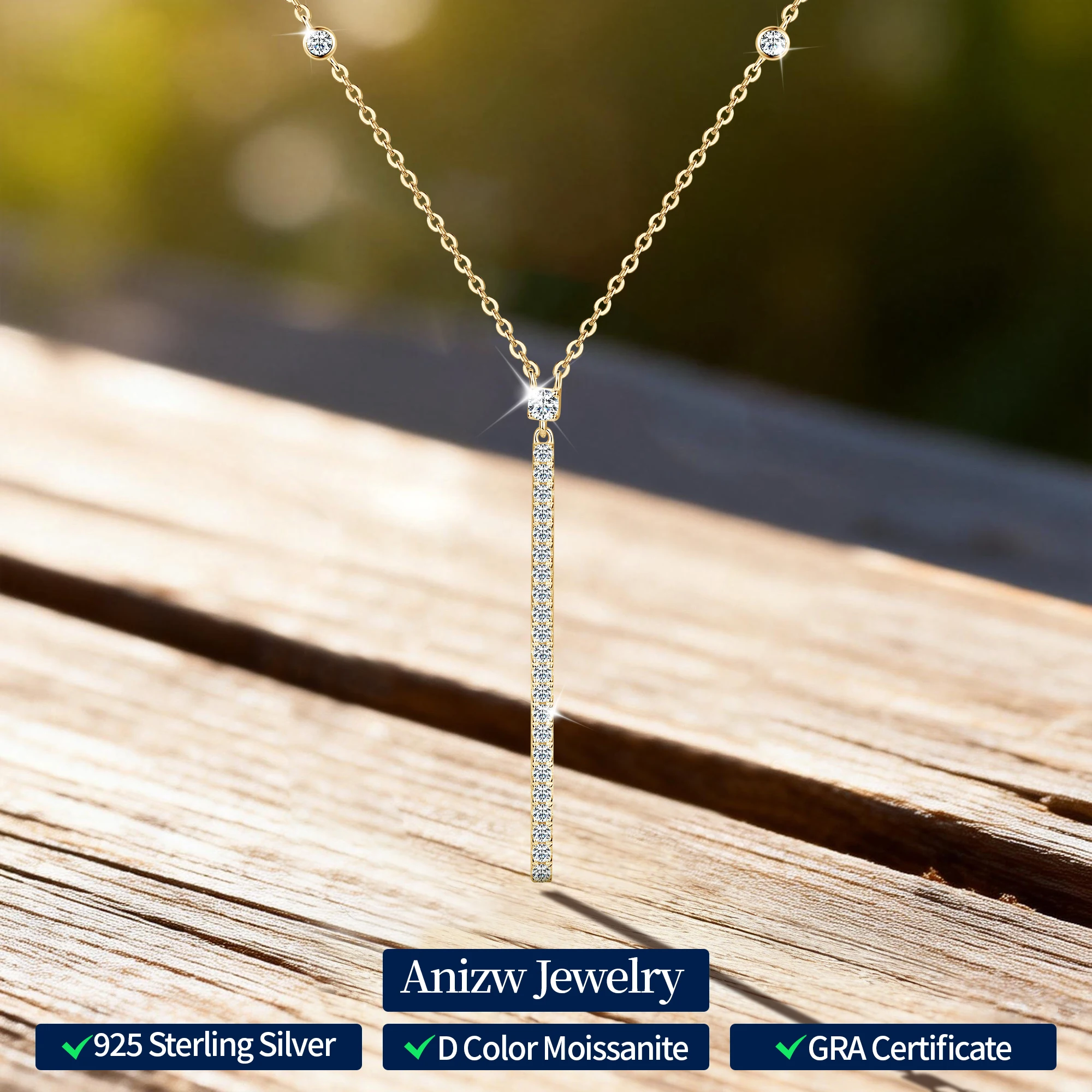 

Anziw 40,5 мм длинное ожерелье из серебра 925 пробы D цвет муассанит кулон ожерелье для женщин ювелирные изделия 2026 трендовые подарки на день Святого Валентина