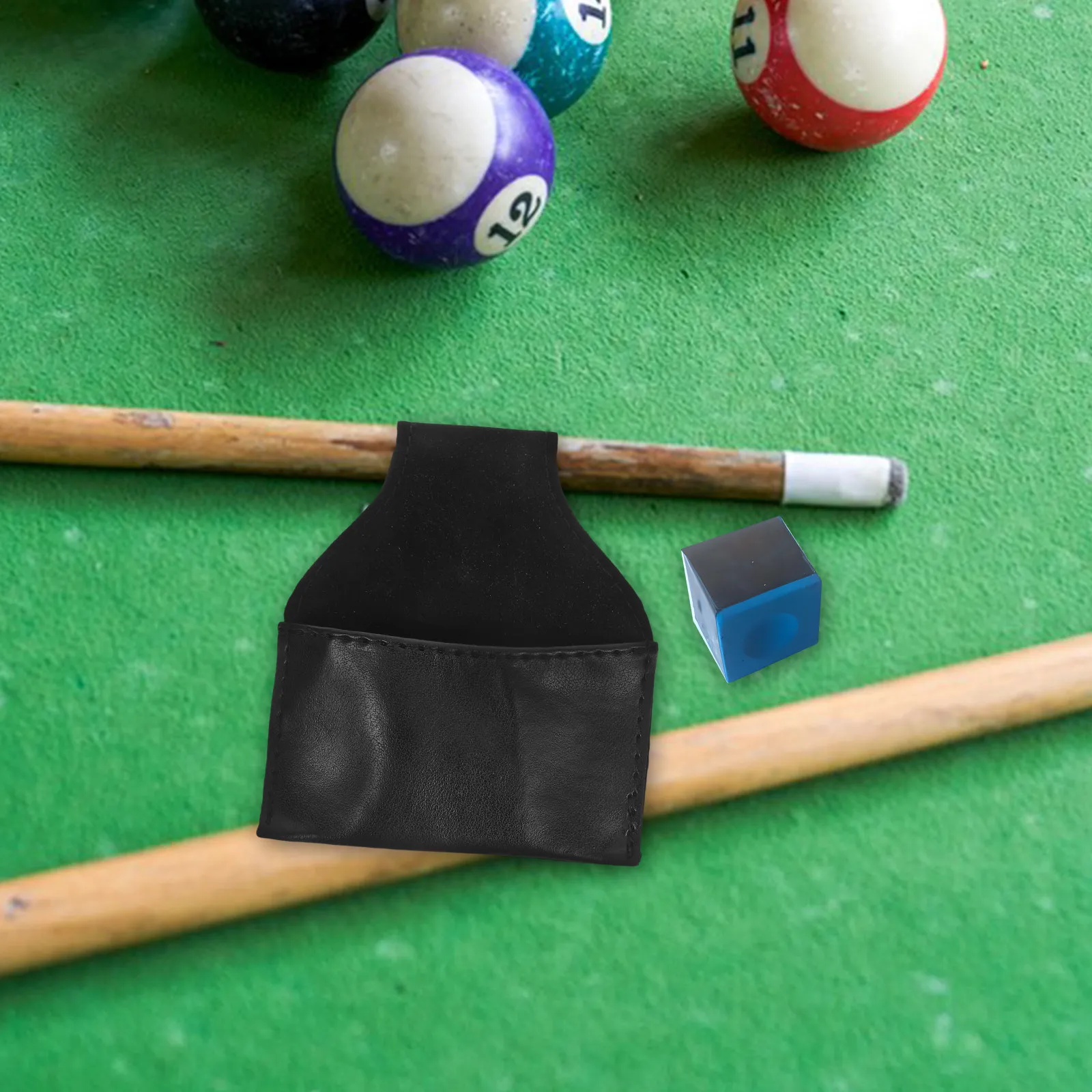 

Portable PU Pool Cue Chalk Holder Clamp for Billiards Snooker Players Ergonomic Belt Mount Convenient Accessory Bag