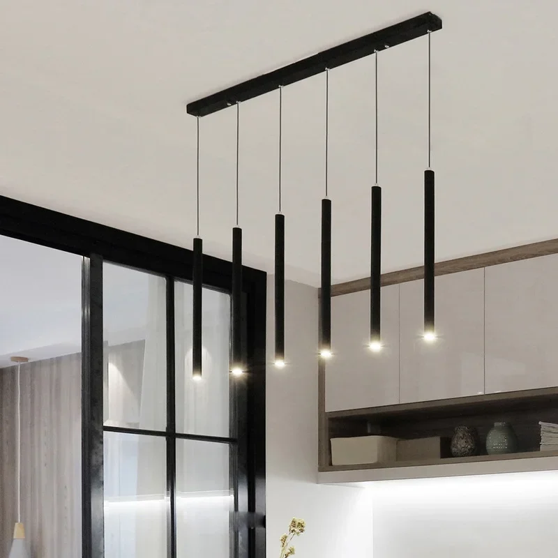 Modern Minimalist Spotlight Dining Room Long Tube Lamp Bedroom Bedside Kitchen Bar Dining Hall Pendant Lamp Hanging Lighting Led