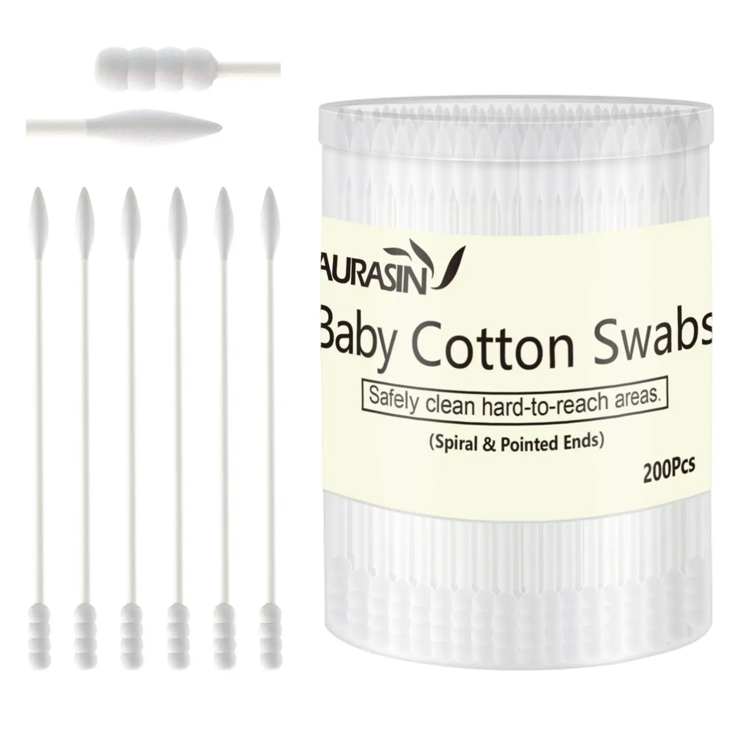 

Cotton Swabs, Paper Sticks Cotton Buds for Baby Ear Nose Clean-200Pcs(Spiral and Pointed)