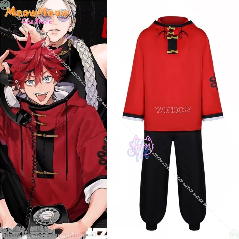 [MeowMeow Cos] أزياء أنيمي Gokurakugaiii التأثيرية ألما سترة حمراء وسراويل موضة فاسق Y2k موحدة باروكات للهالوين وعيد الميلاد Ro